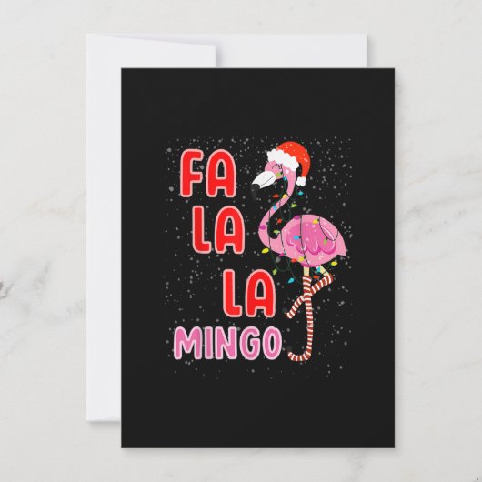 Fa la la Mingo Roze Flamingo Kerstman Hoed Kerstmi Kaart (Voorkant)