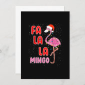Fa la la Mingo Roze Flamingo Kerstmuts Kerst Kaart (Voorkant / Achterkant)