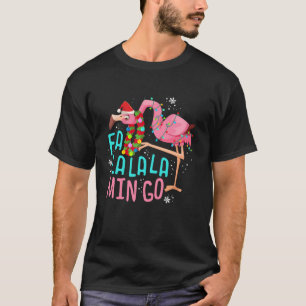 Fa La La Mingo Roze Flamingo Tropische Kerstmis T-shirt
