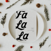 Fa la La Modern Black Retro Plaid Familie Kerstmis Feestdagenkaart