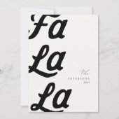 Fa la La Modern Black Retro Plaid Familie Kerstmis Feestdagenkaart (Voorkant)