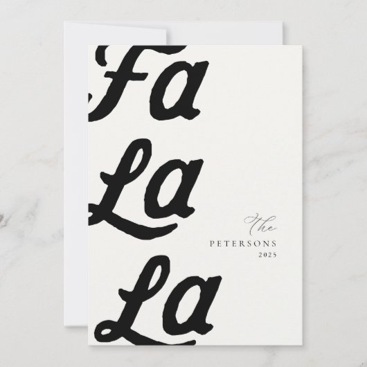 Fa la La Modern Black Retro Plaid Familie Kerstmis Feestdagenkaart (Voorkant)