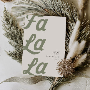Fa la La Modern Green Plaid Familie Kerstmis Feestdagenkaart