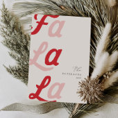 Fa la La Modern Roze & Rode Plaid Familie Kerstmis Feestdagenkaart