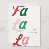 Fa la La Moderne Retro Plaid Familie Kerstmis Feestdagenkaart (Voorkant)