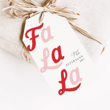 Fa la La Moderne Retro Roze & Rood Geplakt Kerstmi