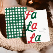 Fa la la moderne rode retro plaid familie kerst feestdagenkaart