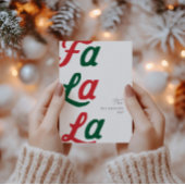 Fa la la moderne rode retro plaid familie kerst feestdagenkaart