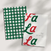 Fa la la moderne rode retro plaid familie kerst feestdagenkaart