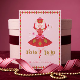 Fa La La Notenkraker Ballet Roze Festive Kerstmis Feestdagenkaart