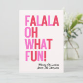 FA LA LA OH WAT LEUK Plat kerstkaart (Staand voorkant)