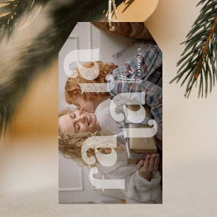 Fa La La Overlay Typografie Foto Kerstmis Cadeaulabel