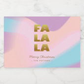 Fa La La | Pastel Roze Gradient & Gouden Kerstmis Likeurfles Etiket (Enkel label)
