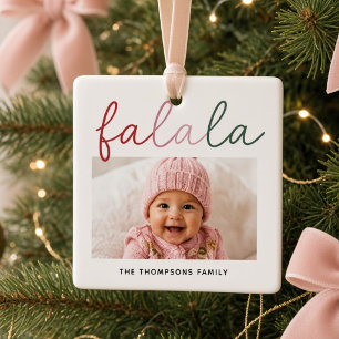 Fa La La Persoonlijke Babyfoto Familie Kerstmis  Keramisch Ornament