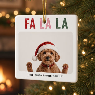 Fa La La Persoonlijke Honden Foto Kerstmis Keramisch Ornament