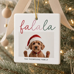 Fa La La Persoonlijke Honden Foto Kerstmis Keramisch Ornament