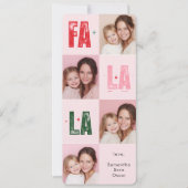 "Fa La La Photo Christmas Kaart | Roze en feesteli (Voorkant)