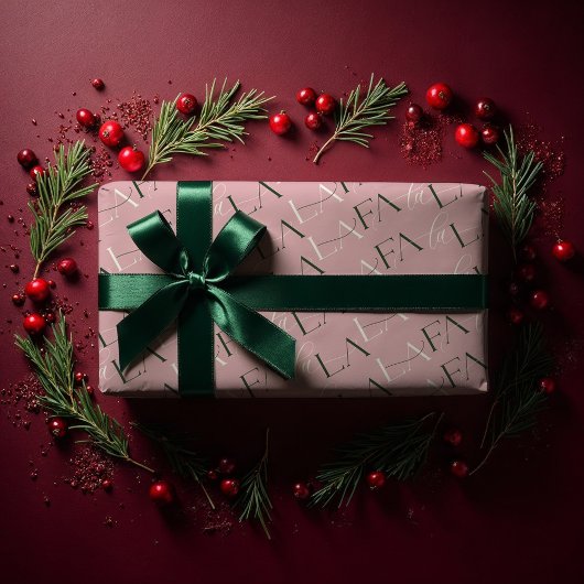 Fa La La Pink & Green Typographic Christmas Carol Inpakpapier Vel