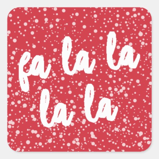Fa la la Red Falling Snow Holiday Cheer Kerstmis Vierkante Sticker (Voorkant)