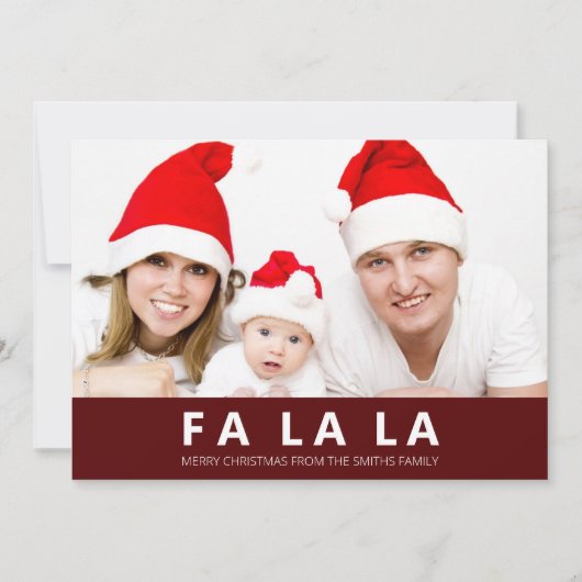 Fa la La Red Moderne Kerstfoto Feestdagenkaart (Voorkant)
