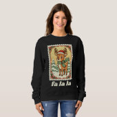 Fa La La Rendier Kerst Postzegel T-shirt (Voorkant volledig)