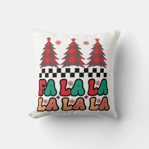 Fa la la Retro Groovy Kerst Feestdagen Kussen