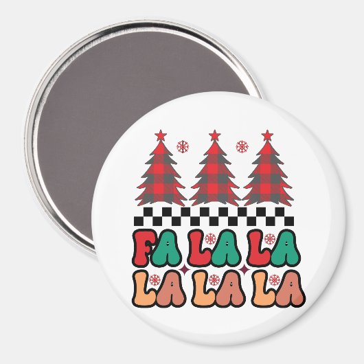 Fa la la Retro Groovy Kerst Feestdagen Magneet (Voorkant / Achterkant)