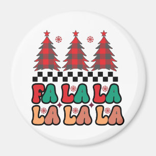 Fa la la Retro Groovy Kerst Feestdagen Magneet