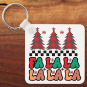 Fa la la Retro Groovy Kerst Feestdagen Sleutelhanger (Voorkant)