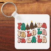 Fa la la Retro Groovy Kerst Feestdagen Sleutelhanger (Voorkant)