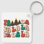 Fa la la Retro Groovy Kerst Feestdagen Sleutelhanger (Achterkant)