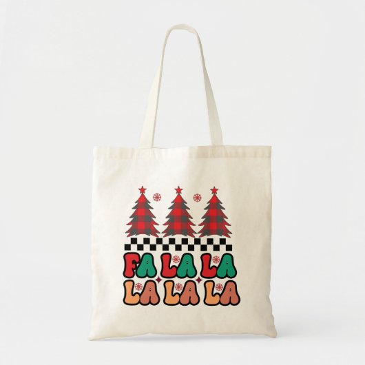 Fa la la Retro Groovy Kerst Feestdagen Tote Bag (Voorkant)