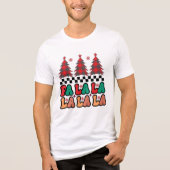 Fa la la Retro Groovy Kerst Feestdagen Tri-Blend Shirt (Voorkant)