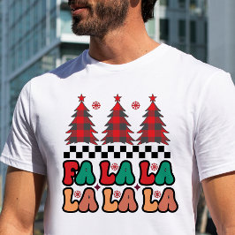 Fa la la Retro Groovy Kerst Feestdagen Tri-Blend Shirt