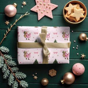 Fa La La Retro Roze Kerstman Kerst Vintage Cadeaupapier