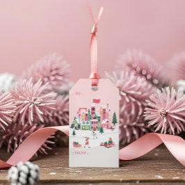 Fa La La Roze Kerst Elf Speelgoed Werkplaats Cadeaulabel