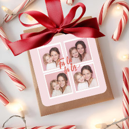 Fa La La Roze Kerst Foto Collage Vierkante Sticker