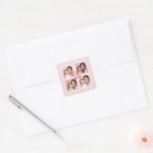 Fa La La Roze Kerst Foto Collage Vierkante Sticker (Envelop)