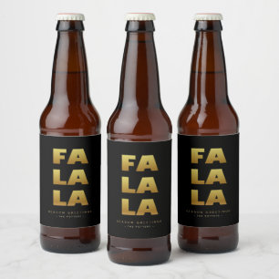 Fa La La   Simple Christmas Zwart & Goud Bier Bot Etiket