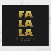 Fa La La | Simple Christmas Zwart & Goud Bier Bot Etiket (Enkel label)
