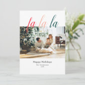 Fa La La Simple Colorful Handschriftenfoto Feestdagenkaart (Staand voorkant)
