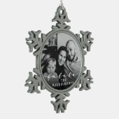 Fa La La Trendy Script Kerstfoto Tin Sneeuwvlok Ornament (Links)