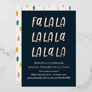 Fa la la Vakantie Kerstfeest ROSE GOLD Folie Uitnodiging