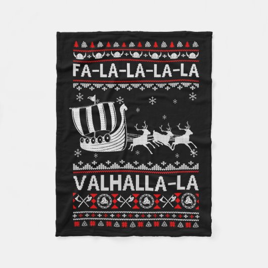 Fa La La Valhalla Viking Ship Christmas Xmas Ugly  Fleece Deken (Voorkant)