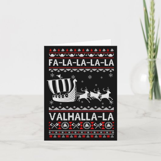 Fa La La Valhalla Viking Ship Christmas Xmas Ugly  Kaart (Voorkant)