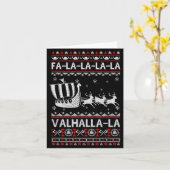 Fa La La Valhalla Viking Ship Christmas Xmas Ugly  Kaart (Gele Bloem)