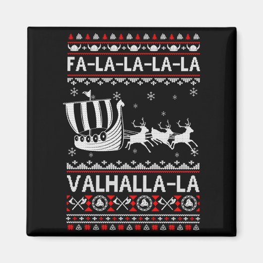 Fa La La Valhalla Viking Ship Christmas Xmas Ugly  Magneet (Voorkant)