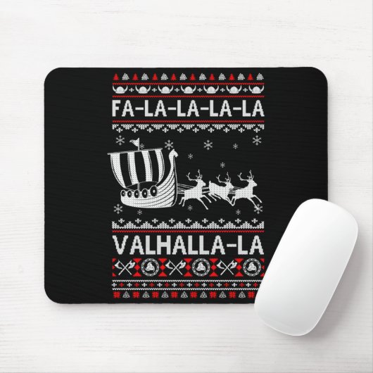 Fa La La Valhalla Viking Ship Christmas Xmas Ugly  Muismat (Met muis)