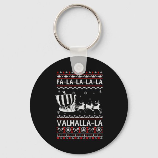 Fa La La Valhalla Viking Ship Christmas Xmas Ugly  Sleutelhanger (Voorkant)