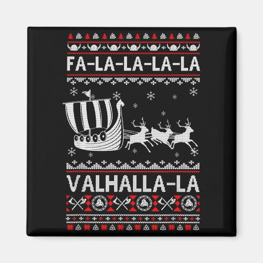 Fa La La Valhalla Vikingschip Kerstmis Xmas Lelijk Magneet (Voorkant)